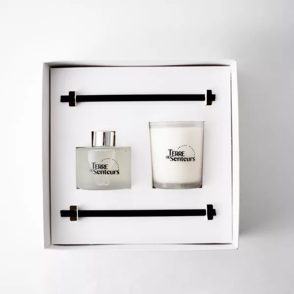 Coffret Cadeau – Diffuseur Jasmin+Bougie Jasmin Coffret Cadeau – Diffuseur Jasmin + Bougie Jasmin
